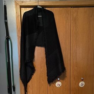 Black and Charcoal Fringed Shawl